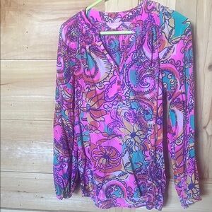 Lilly Pulitzer Pink and Blue Paisley Blouse
